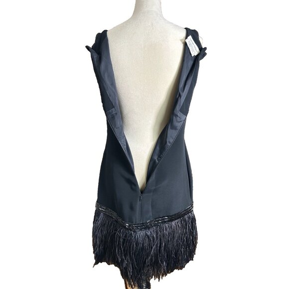 Vtg Albert Nipon Nights for Bergdorf Formal Little Black Dress Feathers READ - Picture 5 of 11
